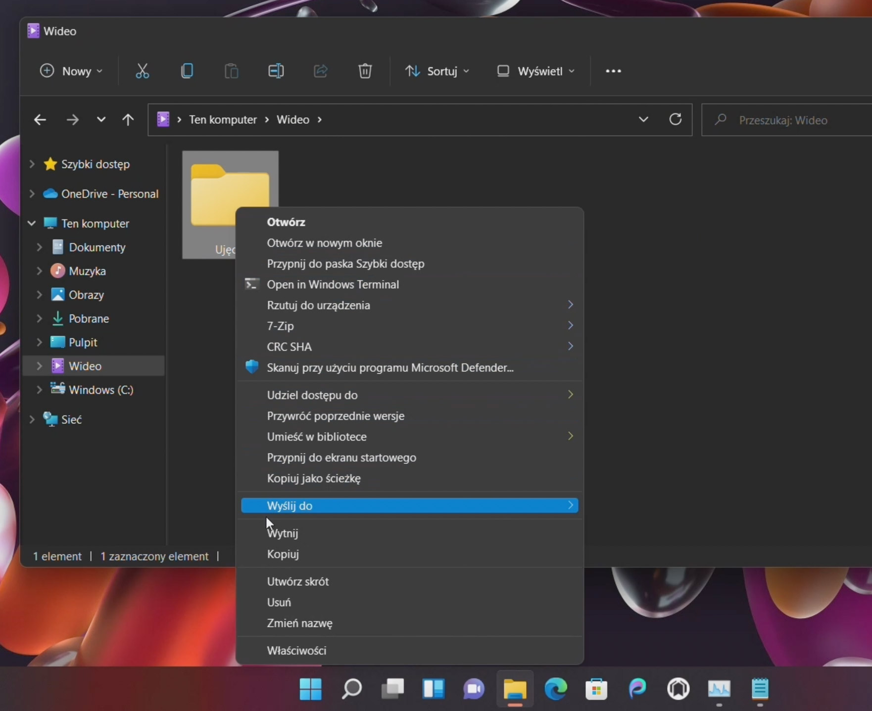 Klasyczne menu kontekstowe w systemie Windows 11